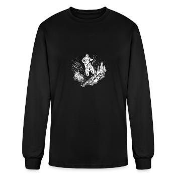 Mountain Bikers With Bike Up The Mountain - Men's Long Sleeve T-Shirt - black - Front