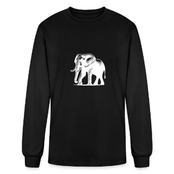 Elephant Portrait - Safari Trunked Animal - Men's Long Sleeve T-Shirt - black - Front