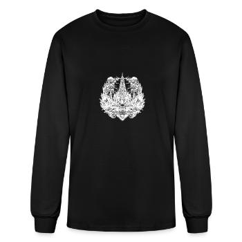 Clair de lune derrière un temple exotique de Thaïlande - T-shirt à manches longues Homme - noir - Devant