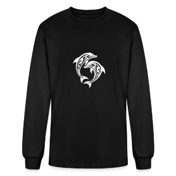 Tribal Tattoo Springende Delfine - Men's Long Sleeve T-Shirt - black - Front