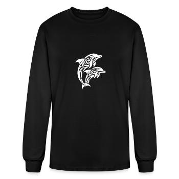 Springende Tribal Tattoo Delfine - Men's Long Sleeve T-Shirt - black - Front