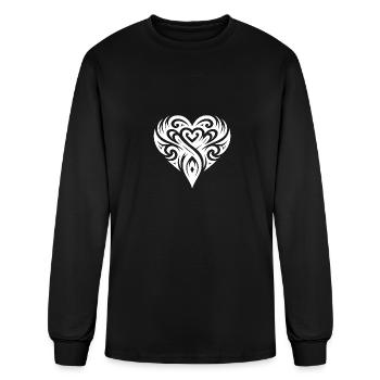 Tribal Tattoo Heart Lines - Men's Long Sleeve T-Shirt - black - Front