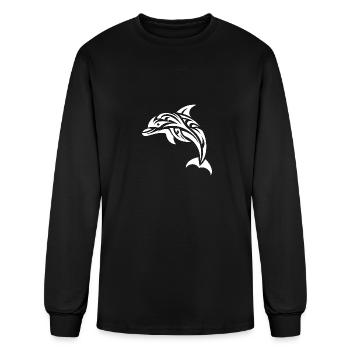 Cute Jumping Tattoo Dolphin Porpoise - Men's Long Sleeve T-Shirt - black - Front