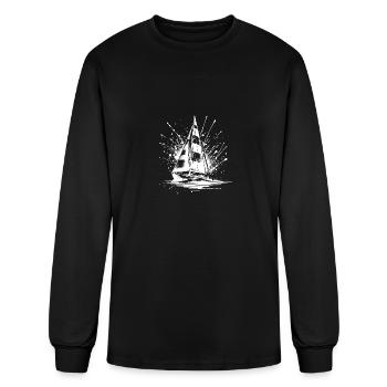 Sailboat With Waves Splash Optics - Men's Long Sleeve T-Shirt - black - Front