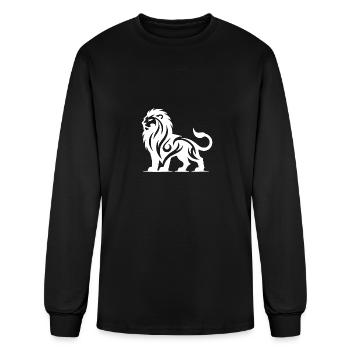 Tribal Tattoo Lion With Wild Mane - Men's Long Sleeve T-Shirt - black - Front