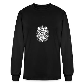 Luminous Lighthouse On The Coast With Anchor - Men's Long Sleeve T-Shirt - black - Front