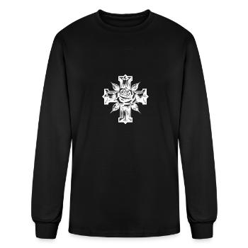 Rose With Thorns On A Cross - Men's Long Sleeve T-Shirt - black - Front