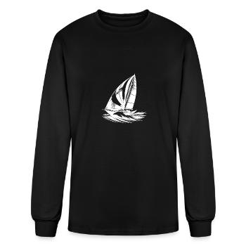 Elegant Sailing Boat Plows Through The Waves - Men's Long Sleeve T-Shirt - black - Front