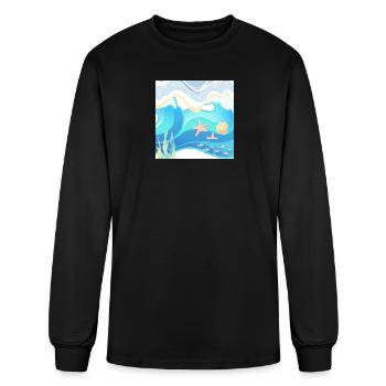 Azure Tide Sea Life Scene - Men's Long Sleeve T-Shirt - black - Front