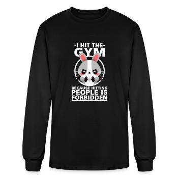 I hit the gym because hitting people is forbidden - Men's Long Sleeve T-Shirt - black - Front