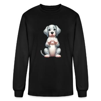 Great Dane Love Heart Hand Sign - Men's Long Sleeve T-Shirt - black - Front