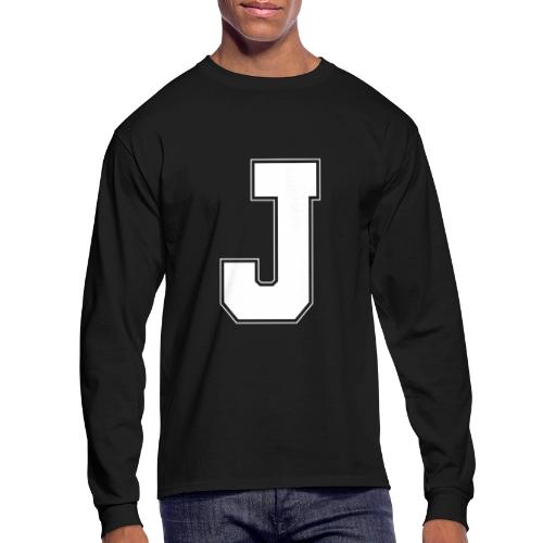 White Letter J – Varsity Alphabet Monogram - Men's Long Sleeve T-Shirt