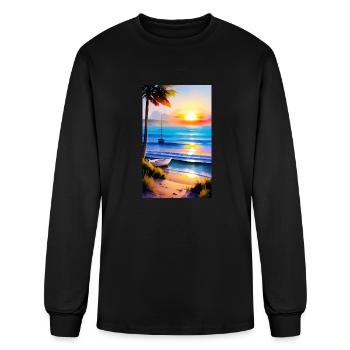 A sunrise with a seaside view-2 - Men's Long Sleeve T-Shirt - black - Front