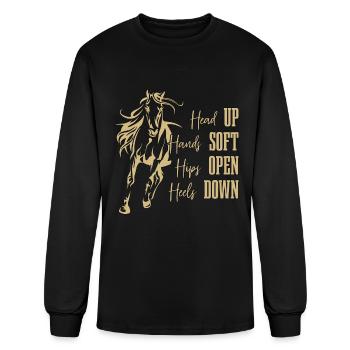 Dressage Head Up Hands Soft Equine Dressage Rider - Men's Long Sleeve T-Shirt - black - Front
