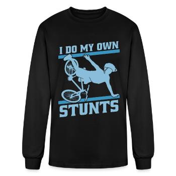 Bicycle I Do My Own Stunts Bicycling Biker Cyclist - Men's Long Sleeve T-Shirt - black - Front