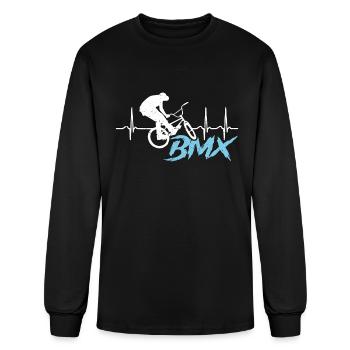 BMX Racing BMX Heartbeat Loves Bicyclette Cyclist - Men's Long Sleeve T-Shirt - black - Front
