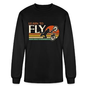 BMX Racing Learn To Fly Retro Bicycle BMX Rider - Men's Long Sleeve T-Shirt - black - Front