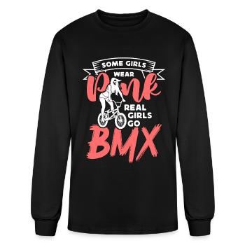 BMX Racing Some Girls Wear Pink Bicycle BMX Rider - Men's Long Sleeve T-Shirt - black - Front