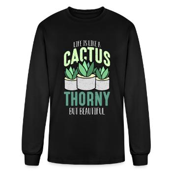 Succulent Life Is Like A Cactus Thorny Plant Lover - Men's Long Sleeve T-Shirt - black - Front