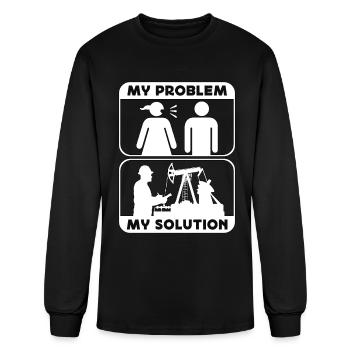 Travailleur de plate-forme pétrolière Mon problème Mon pictogramme Papa Maman - T-shirt à manches longues Homme - noir - Devant