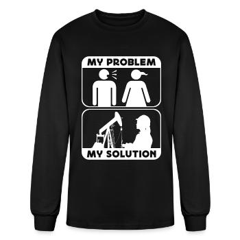 Travailleur de plate-forme pétrolière Mon problème Mon pictogramme Maman Papa - T-shirt à manches longues Homme - noir - Devant