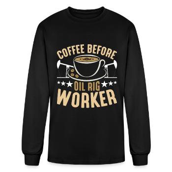 Travailleur de plate-forme pétrolière Café Forage pétrolier Amateur de café - T-shirt à manches longues Homme - noir - Devant