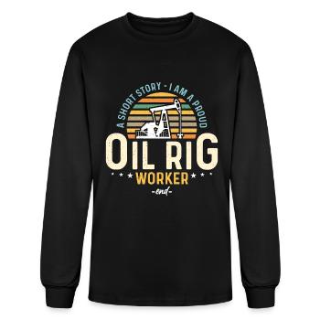 Travailleur de plate-forme pétrolière Une petite histoire Je suis un travailleur de champ pétrolifère - T-shirt à manches longues Homme - noir - Devant