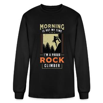 Rock Climber Morning Is Not My Time Mountaineering - Men's Long Sleeve T-Shirt - black - Front