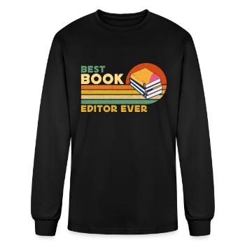 Best Book Editor Ever Retro Journalist Book Editor - Men's Long Sleeve T-Shirt - black - Front