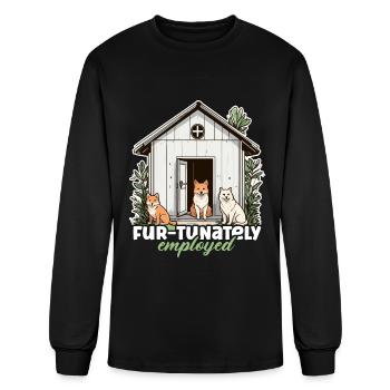 Animal Shelter Fur-tunately Employed Veterinarian - Men's Long Sleeve T-Shirt - black - Front