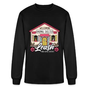 Animal Shelter Leash And Love Expert Dog Owner - Men's Long Sleeve T-Shirt - black - Front