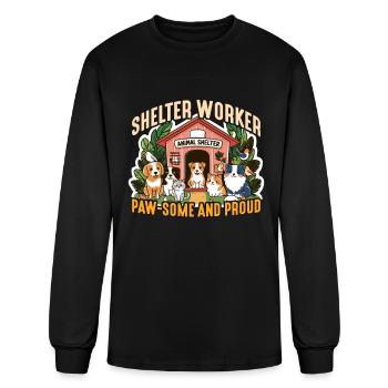 Animal Shelter Worker Paw-some And Animal Rights - Men's Long Sleeve T-Shirt - black - Front