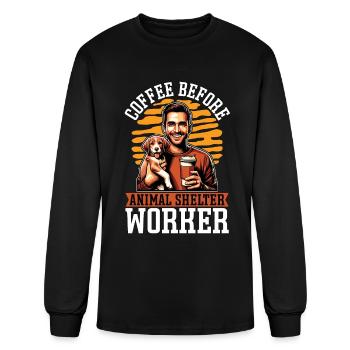 Animal Shelter Coffee Veterinarian Coffee Lover - Men's Long Sleeve T-Shirt - black - Front