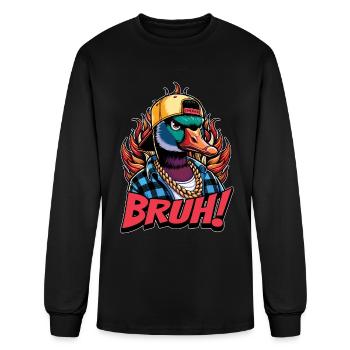 Canard colvert, Bruh, oiseau d’eau, chasseur de canards, sauvagine - T-shirt à manches longues Homme - noir - Devant