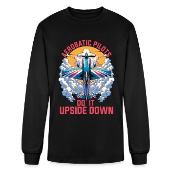 Aerobatic Pilots Do It Upside Down Glider Pilot - Men's Long Sleeve T-Shirt - black - Front