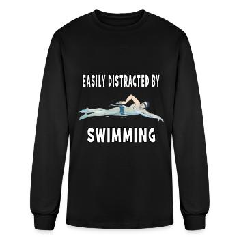 Competition Swimming Freestyle Water Triathlon - Men's Long Sleeve T-Shirt - black - Front