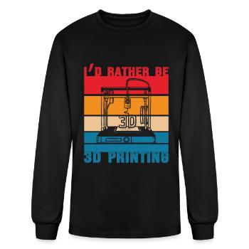 I'd Rather Be 3D Printing Nozzle 3D Printer Lover - Men's Long Sleeve T-Shirt - black - Front