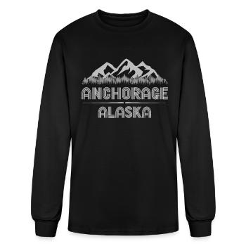 Anchorage Alaska Alaska États-Unis État Amérique Voyage - T-shirt à manches longues Homme - noir - Devant