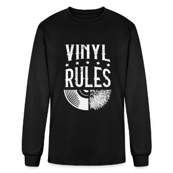 Vinyl Rules Audiophile Music Lover Vinyl Record - Men's Long Sleeve T-Shirt - black - Front