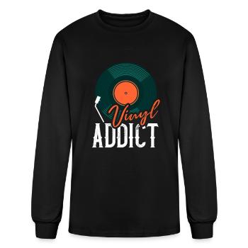 Vinyl Addict Audiophile Music Lover Vinyl Player - Men's Long Sleeve T-Shirt - black - Front