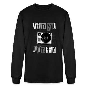 Vinyl Junkie Audiophile Music Lover Vinyl Player - Men's Long Sleeve T-Shirt - black - Front