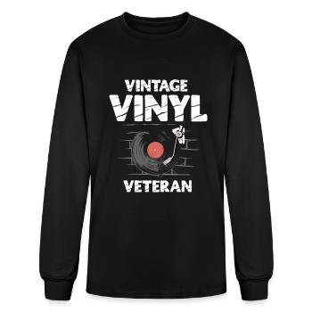 Vintage Vinyl Veteran Audiophile Music Lover - Men's Long Sleeve T-Shirt - black - Front