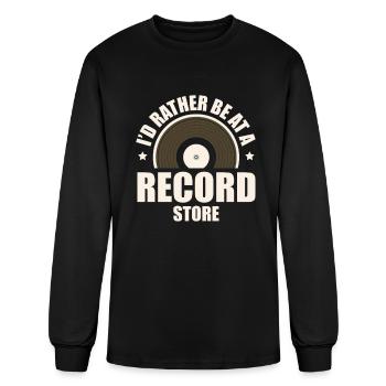 I'd Rather Be At A Record Store Audiophile Vinyl - Men's Long Sleeve T-Shirt - black - Front