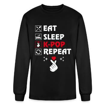 Eat Sleep K-Pop Repeat Korean Pop Music Korea - Men's Long Sleeve T-Shirt - black - Front