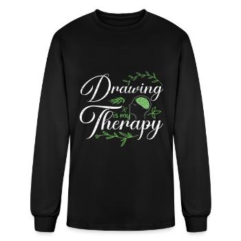 Artist Gift Drawing is My Therapy Gift for Artist - Men's Long Sleeve T-Shirt - black - Front