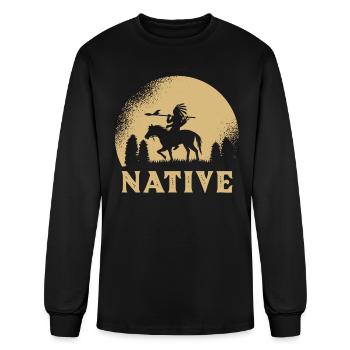 Native American - Men's Long Sleeve T-Shirt - black - Front
