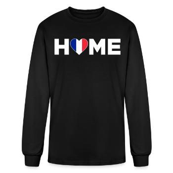 France Home Country French Flag France Heart - Men's Long Sleeve T-Shirt - black - Front
