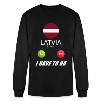 Latvia is calling Is calling Flag Saying - Men's Long Sleeve T-Shirt - black - Front