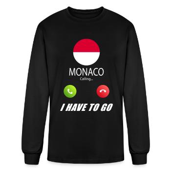 Monaco is calling Is calling Flag Saying - Men's Long Sleeve T-Shirt - black - Front
