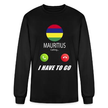Mauritius is calling Is calling Flag Saying - Men's Long Sleeve T-Shirt - black - Front